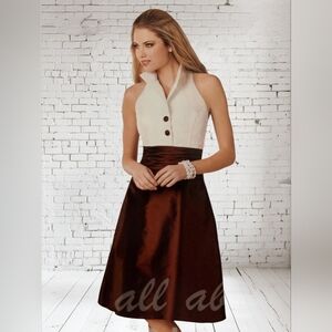 NWT Jordan Fashion Ivory & Mink Tafetta Special Occasion Dress ~sz 8